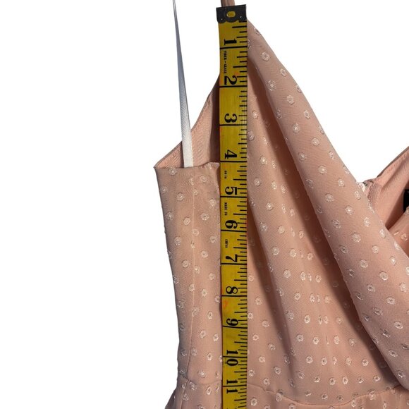 Pink Polka Dot Sleeveless Wrap Dress With Bow Detail & Zipper Closure - Picture 9 of 14